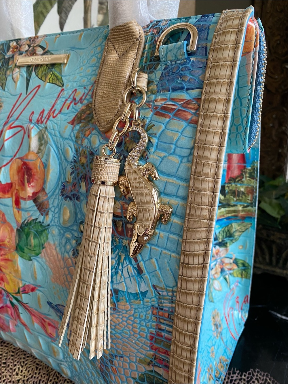 🌴🌸 NWT!! A BRAHMIN EXCLUSIVE! MULTI BANNER CAROLINE SATCHEL - Picture 11 of 13